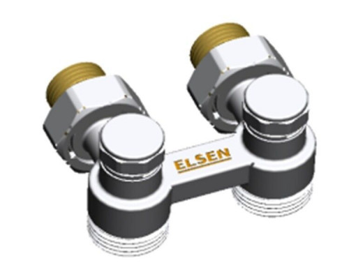Вентиль H-образный ELSEN угловой 3/4 Н ЕК - 1/2 Н никелированная латунь EVR153442