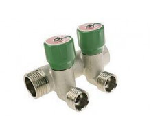 Коллектор модульный ELSEN 3/4 2 контура 1/2 HP ПУ вентили 90° TIN латунь EMW03.02T