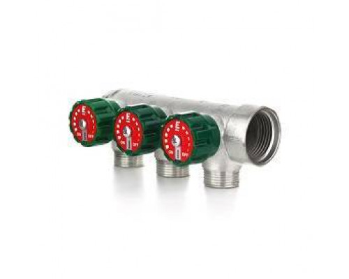 Коллектор модульный ELSEN 3/4 4 контура 1/2 HP ПУ вентили 90° TIN латунь EMW03.04T